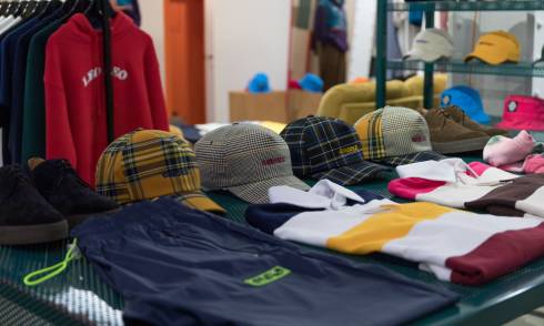 Clothing on display in store