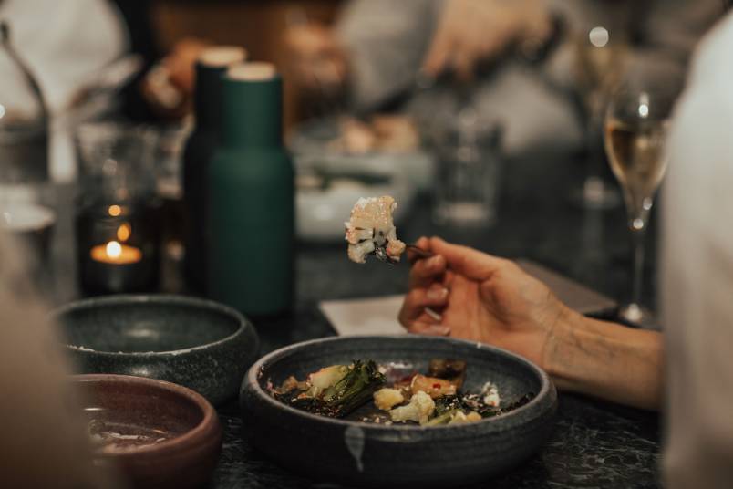 A person eating food