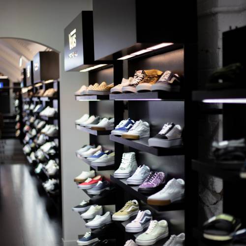 Vans casual shoes on shelf