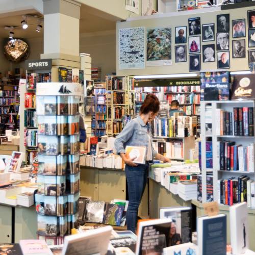 Customers looking through books