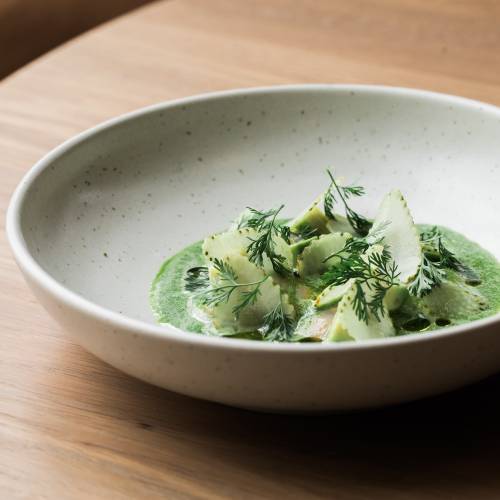 Mr Morris Clams, aguachile with avocado, green strawberries - credit Anna Kidman