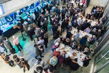 People gathering around food