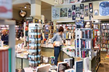 Customers looking through books