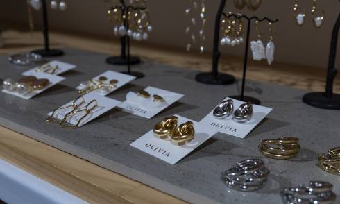Earrings on display 