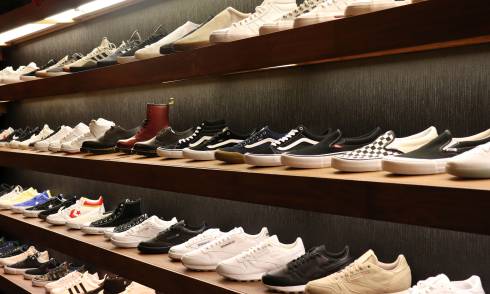 Shelf displaying shoes