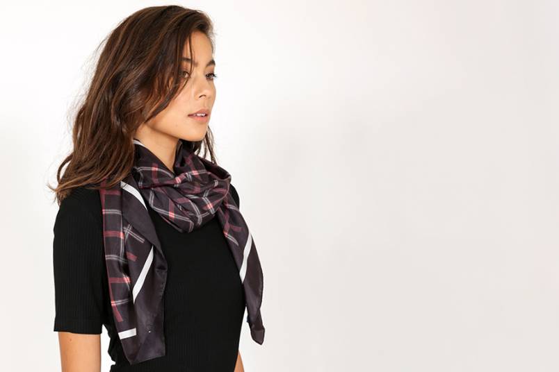 Model wearing scarf