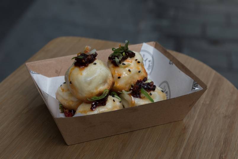 Dumplings in a takeaway box