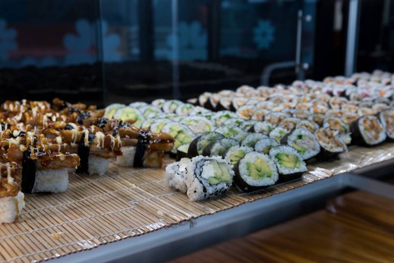 Sushi on display