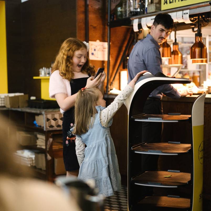 Andy's Burgers robot waiters